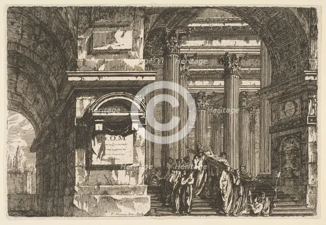 Funerary Scene in a Temple, ca. 1760. Creator: Pierre Moreau.