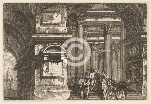 Funerary Scene in a Temple, ca. 1760. Creator: Pierre Moreau.