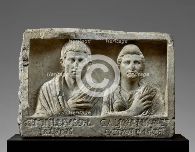 Funerary Relief with Busts of Popillius and Calpurnia, A.D. 1-20. Creator: Unknown.