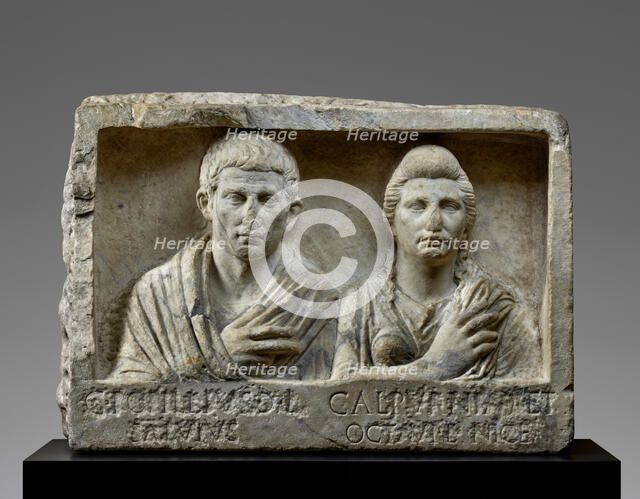 Funerary Relief with Busts of Popillius and Calpurnia, A.D. 1-20. Creator: Unknown.