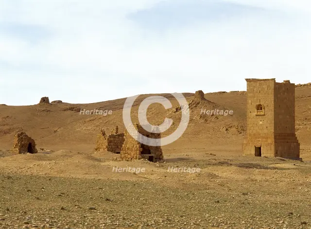Funerary towers, Valley of the Tombs, Oasis of Tadmor, Palmyra, Syria, Roman, c1st century (1999).  Creator: LTL.