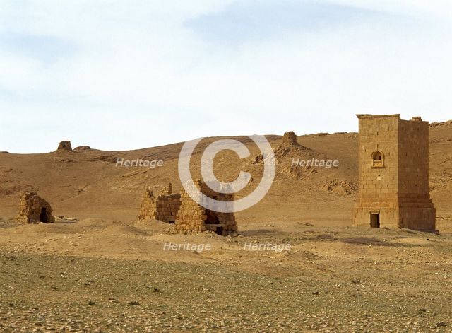 Funerary towers, Valley of the Tombs, Oasis of Tadmor, Palmyra, Syria, Roman, c1st century (1999).  Creator: LTL.
