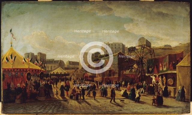 Funfair, place Saint-Pierre, Montmartre, in 1861. Creator: Edouard Hubert.