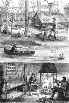 Fur trappers in the backwoods of Canada, 1880. Creator: Unknown