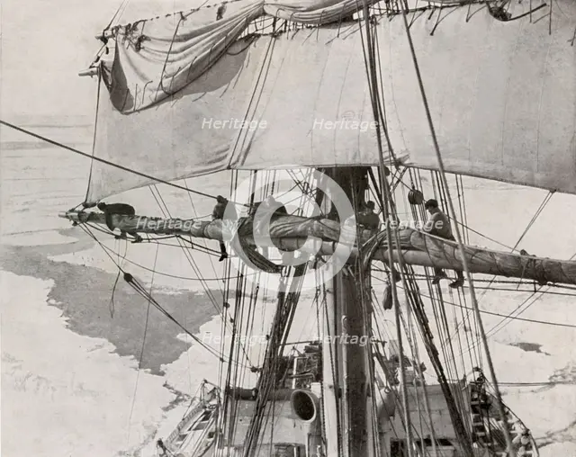 'Furling Sail in the Pack', c1910–1913, (1913). Artist: Herbert Ponting.