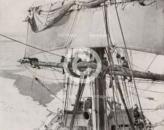 'Furling Sail in the Pack', c1910–1913, (1913). Artist: Herbert Ponting.