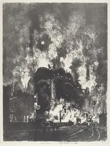 Furnaces at Night, 1916. Creator: Joseph Pennell