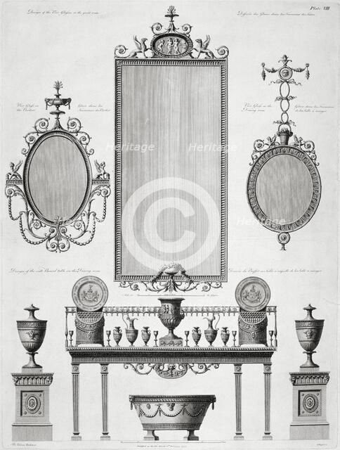 Furniture designs for Kenwood House, Hampstead, London, late 18th century. Artist: Unknown.