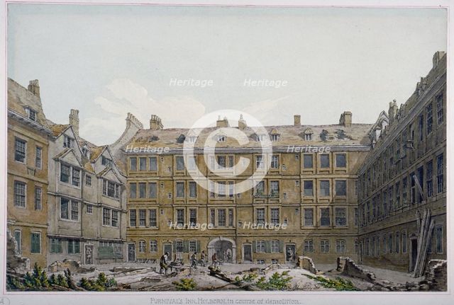 Furnival's Inn, City of London, 1818. Artist: Robert Blemmell Schnebbelie