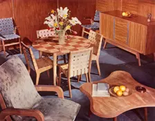 Furnishing designed by Neil Morris and made by H. Morris & Co. Ltd. 1949. Creator: Unknown