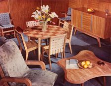 Furnishing designed by Neil Morris and made by H. Morris & Co. Ltd. 1949. Creator: Unknown