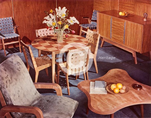 'Furnishing  designed by Neil Morris and made by H. Morris & Co. Ltd.', 1949. Creator: Unknown.