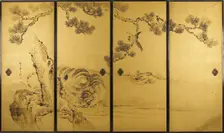 Fusuma: Tigers and Dragon, 1813-1838. Creator: Kishi Ganku