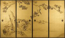 Fusuma: Tigers and Dragon, 1813-1838. Creator: Kishi Ganku