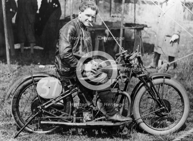 FW Dixon with a HRD motorbike, 1927. Artist: Unknown