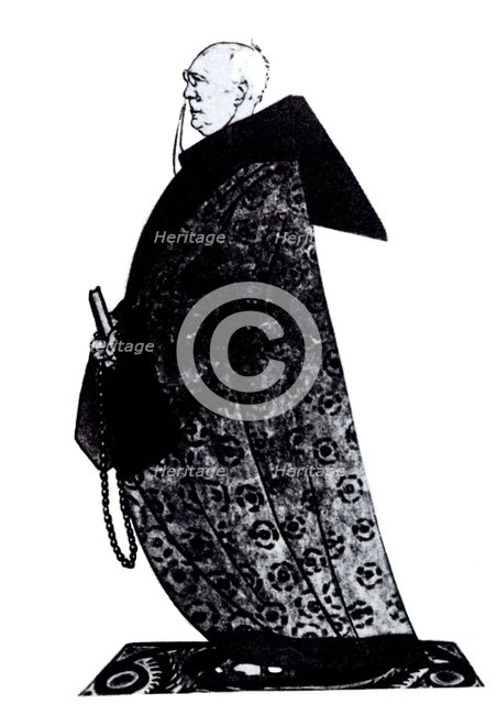 Fyodor Sologub (1863–1927) Drawing for the Magazin Satirikon, 1913. Artist: Deni (Denisov), Viktor Nikolaevich (1893-1946)