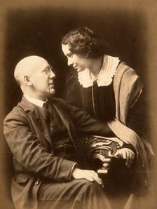Fyodor Sologub, Russian poet, with his wife Anastasia, early 20th century. Artist: Mikhail Leshchinsky