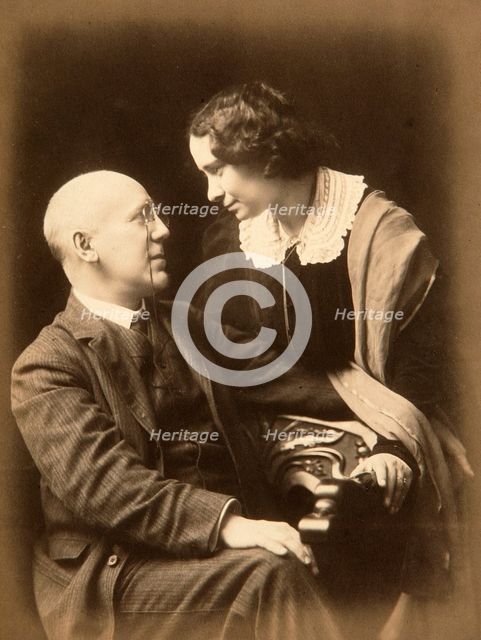 Fyodor Sologub, Russian poet, with his wife Anastasia, early 20th century.  Artist: Mikhail Leshchinsky