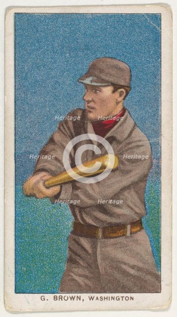 G. Brown, Washington, American League, from the White Border series (T206) for the Amer..., 1909-11. Creator: American Tobacco Company.