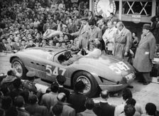 G Marzotto in a 4.1 Ferrari, taking part in the Mille Miglia, 1953