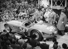 G Marzotto in a 4.1 Ferrari, taking part in the Mille Miglia, 1953