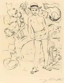 Knabe mit Badehose und Strohhut (Boy Wearing Bathing-Trunks and Straw Hat), 1915. Creator: Lovis Corinth