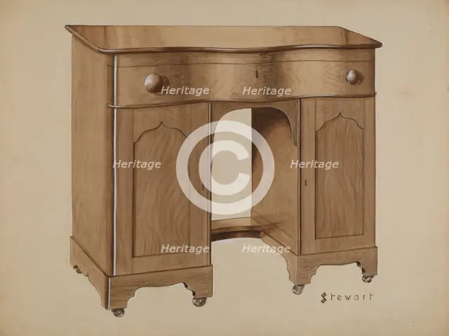 Knee-hole Desk, c. 1937. Creator: Robert Stewart.