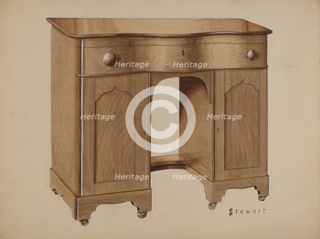 Knee-hole Desk, c. 1937. Creator: Robert Stewart.