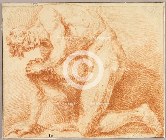 Kneeling Academic Male Nude, n.d. Creator: Antoine Dumont.