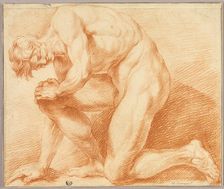 Kneeling Academic Male Nude, n.d. Creator: Antoine Dumont