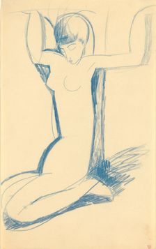 Kneeling Blue Caryatid, c. 1911. Artist: Modigliani, Amedeo (1884-1920)