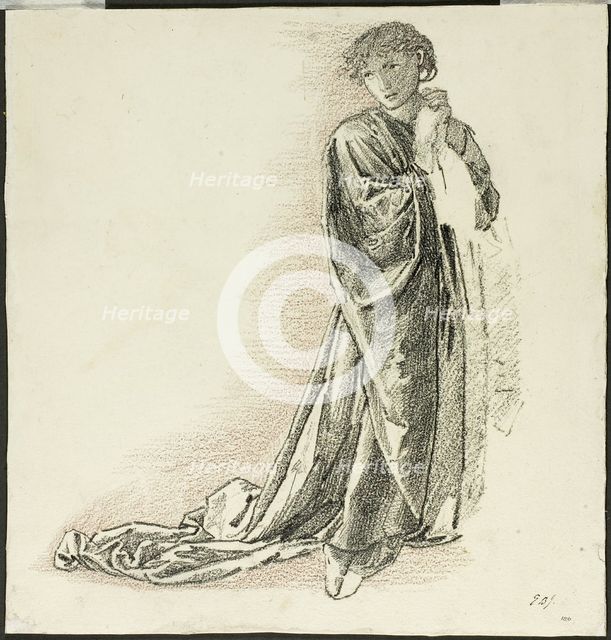 Kneeling Draped Figure, c. 1865-70. Creator: Sir Edward Coley Burne-Jones.