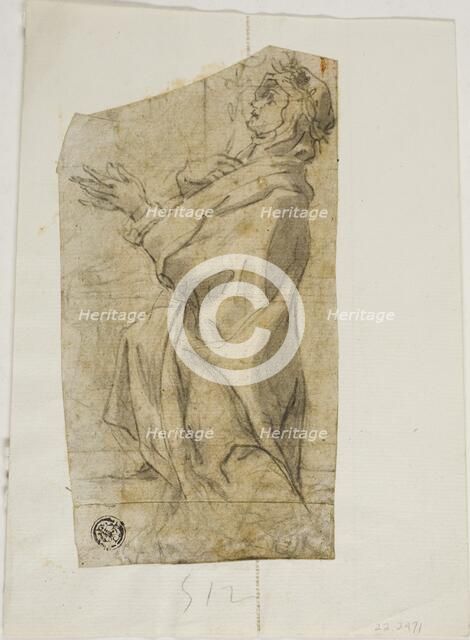 Kneeling Female Saint in Profile, 1576-1641. Creator: Lazzaro Tavarone.