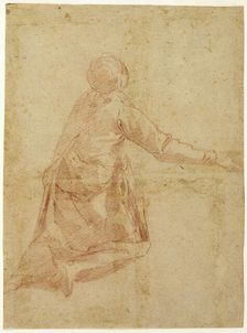 Kneeling Figure from the Back (recto); Three Half-length Studies of Veiled Female Figure..., 1595/16 Creator: Andrea Boscoli