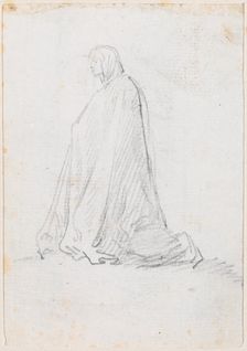 Kneeling Figure in a Hooded Robe [verso], probably c. 1754/1765. Creator: Hubert Robert