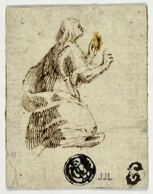 Kneeling Figure with Raised Hands, n.d. Creator: Unknown