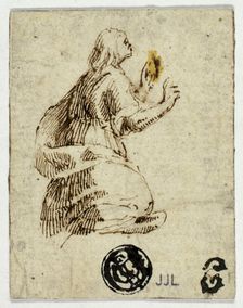 Kneeling Figure with Raised Hands, n.d. Creator: Unknown