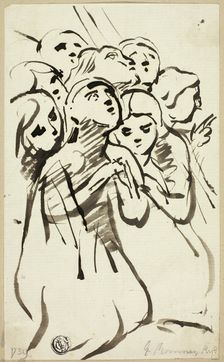 Kneeling Figures Huddled Together, n.d. Creator: George Romney