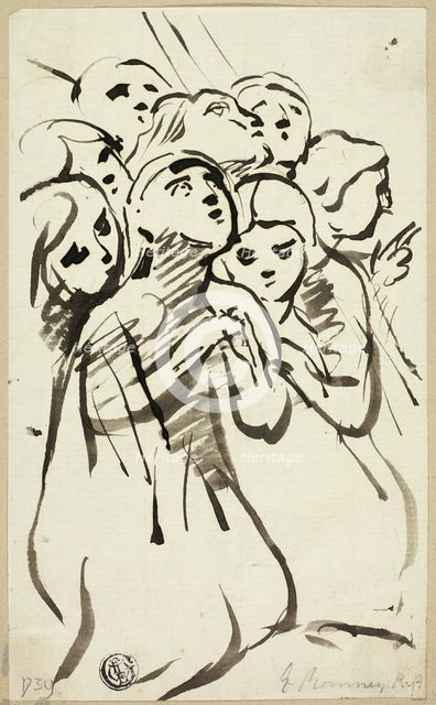 Kneeling Figures Huddled Together, n.d. Creator: George Romney.