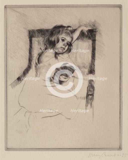 Kneeling in an Armchair, c. 1903. Creator: Mary Cassatt.