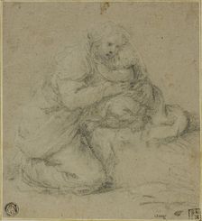 Kneeling Mother Embracing Child, c. 1550. Creator: Michelangelo Anselmi