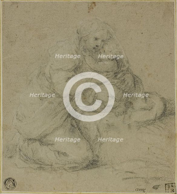 Kneeling Mother Embracing Child, c. 1550. Creator: Michelangelo Anselmi.