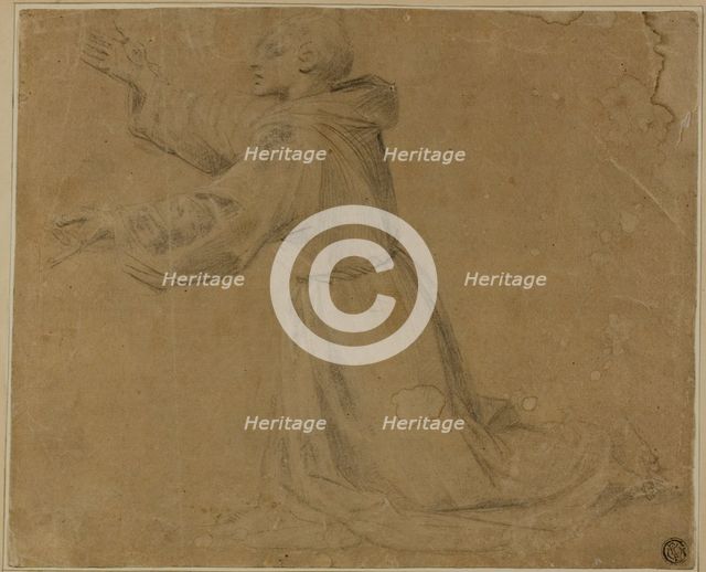 Kneeling Monastic Saint with Raised Arms, 1500/25. Creator: Unknown.