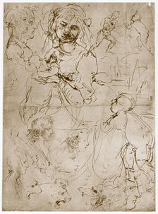 Kneeling Madonna with the Child and St.John 1478-1480. Artist: Leonardo da Vinci