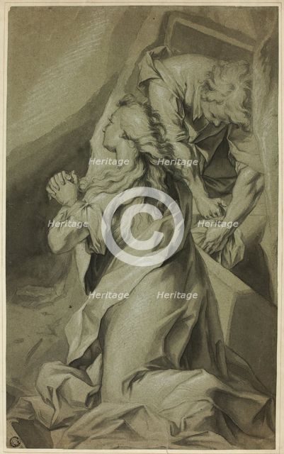 Kneeling Magdalene and Tomb Attendant, n.d. Creator: Unknown.