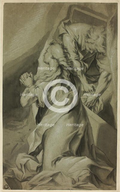 Kneeling Magdalene and Tomb Attendant, n.d. Creator: Unknown.