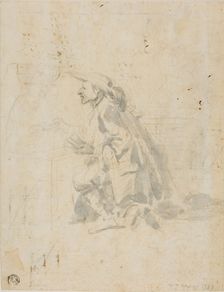 Kneeling Man Approaching Another Figure, n.d. Creator: Pier Leone Ghezzi