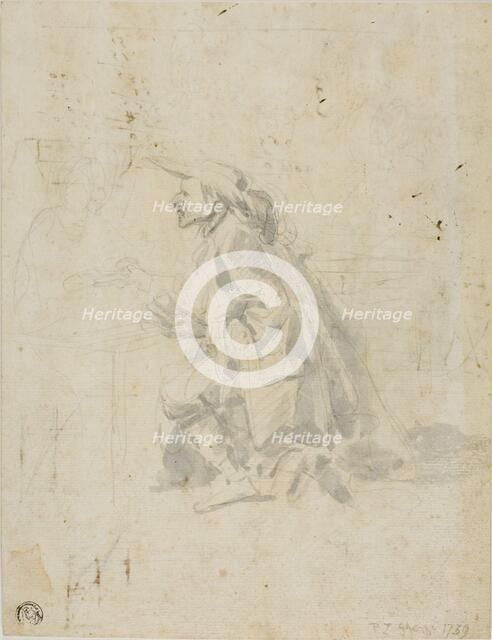 Kneeling Man Approaching Another Figure, n.d. Creator: Pier Leone Ghezzi.