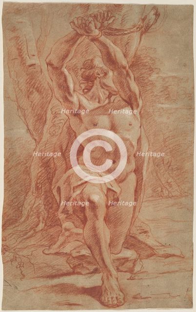 Kneeling Man Bound to a Tree, c. 1685. Creator: Unknown.