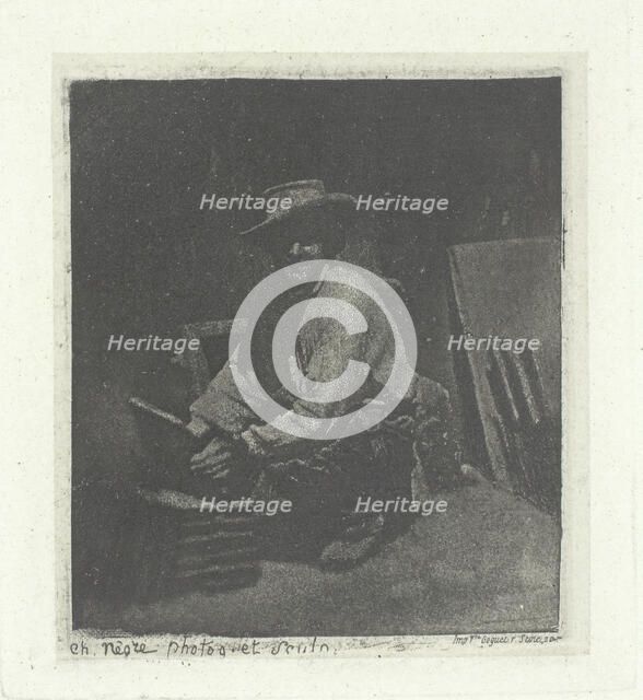 Kneeling Mason, February- March 1854, printed 1982. Creator: Charles Nègre.